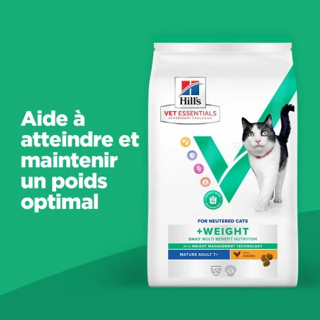 HILL'S Pet Nutrition Vet Essentials Chat Multi-Benefit + Weight Mature 7+ Poulet 3 HILL'S Pet Nutrition Vet Essentials Chat Multi-Benefit + Weight Mature 7+ Poulet – Image 3